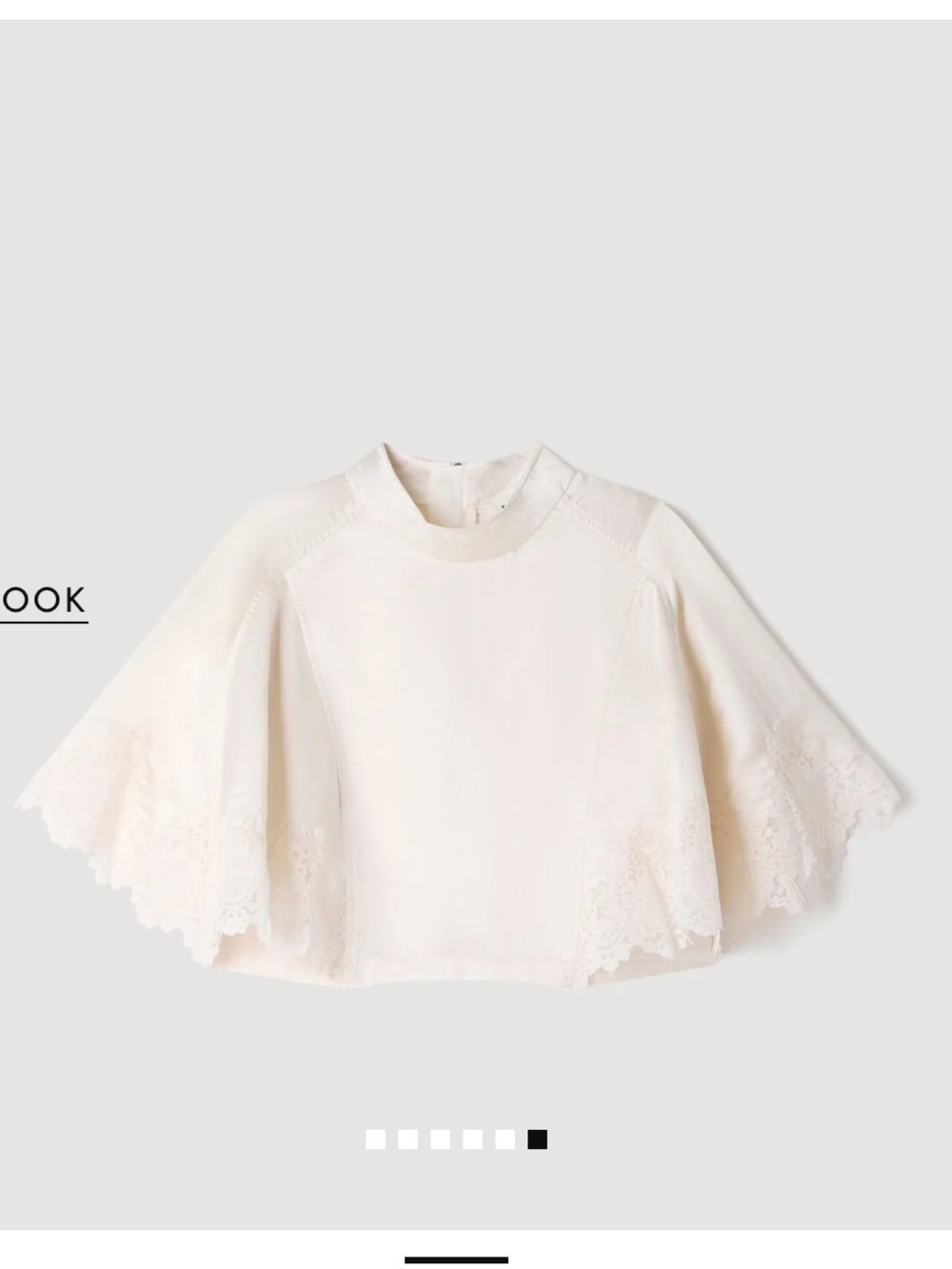 Sandro Satin Cape-Effect Crop Top - Cream - Picture 1 of 5